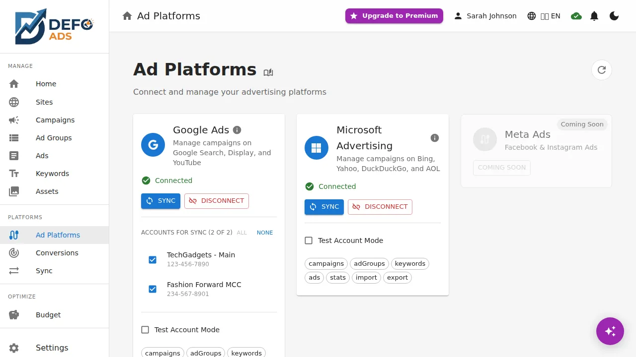 Connecting Google Ads account via OAuth