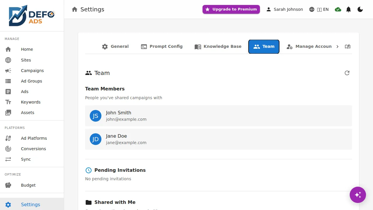 Team management overview
